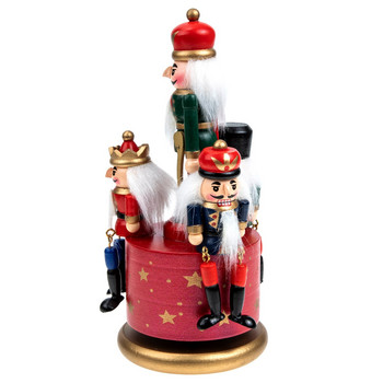 Boxnutcracker Μουσικό Χριστουγεννιάτικο Χριστουγεννιάτικο ξύλινο κούκλα στρατιώτη που περιστρέφεται στολίδι Τσάντα γενεθλίων Αγόρια Wind Vintage Επιτραπέζιο κουρδιστό