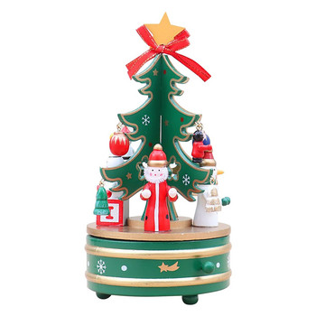 Коледна украса Коледна дървена въртяща се музикална кутия Музикална кутия Украса за коледна елха Детски подаръци Това е плакет