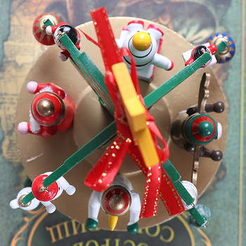 Коледна украса Коледна дървена въртяща се музикална кутия Музикална кутия Украса за коледна елха Детски подаръци Подарък от любов