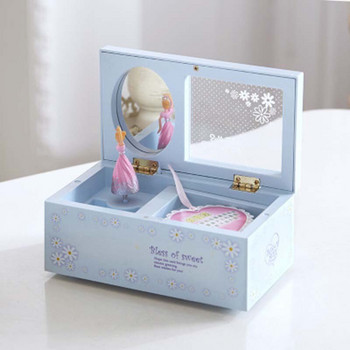 Ροζ Μπλε Dancing Girl Music Box Διακοσμητικά επιφάνειας εργασίας Κοσμήματα Καλλυντικά Δοχείο αποθήκευσης Μουσική θήκη Δώρο γενεθλίων Διακόσμηση σπιτιού