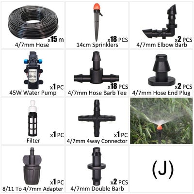 Pompa de apa 45W Kit de irigare prin picurare pentru gradina Furtun 1/4'' Dispozitiv de udare automat Plante in ghiveci Flori fara sursa de apa Spray