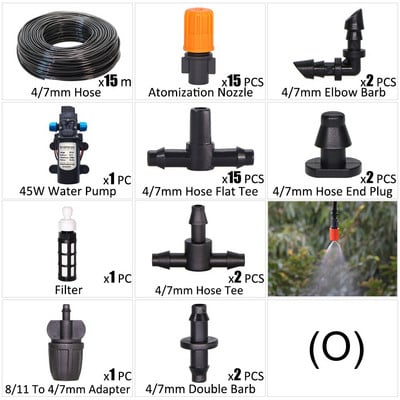 Pompa de apa 45W Kit de irigare prin picurare pentru gradina Furtun 1/4'' Dispozitiv de udare automat Plante in ghiveci Flori fara sursa de apa Spray