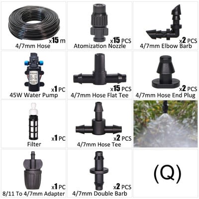 Pompa de apa 45W Kit de irigare prin picurare pentru gradina Furtun 1/4'' Dispozitiv de udare automat Plante in ghiveci Flori fara sursa de apa Spray