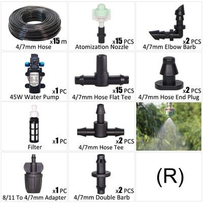 Pompa de apa 45W Kit de irigare prin picurare pentru gradina Furtun 1/4'' Dispozitiv de udare automat Plante in ghiveci Flori fara sursa de apa Spray