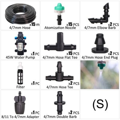 Pompa de apa 45W Kit de irigare prin picurare pentru gradina Furtun 1/4'' Dispozitiv de udare automat Plante in ghiveci Flori fara sursa de apa Spray