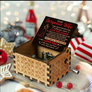 Коледна украса Винтидж деликатна дървена ръчна музикална кутия Деликатна елегантна цветна музикална кутия Творчески подарък Орнаменти