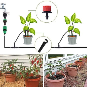 25m Garden DIY Automatic Micro Drip Irigation System Spray Watering Timer Controller 4/7mm κιτ λάστιχων με ρυθμιζόμενους σταλάκτες