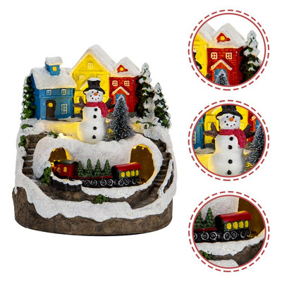 Casă de Crăciun Sat Zăpadă Muzical Cadouri de iarnă Aniversare de cuplu 30 Figurină luminată Ornament de clădire Scenă luminată de vacanță