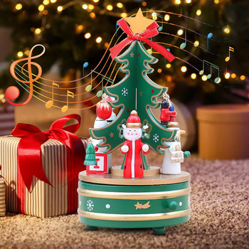 Χριστουγεννιάτικο δώρο για φίλο αγόρι Χριστουγεννιάτικα στολίδια Χριστουγεννιάτικο ξύλινο περιστρεφόμενο μουσικό κουτί Μουσική στην κόρη μου από τον μπαμπά εικόνα
