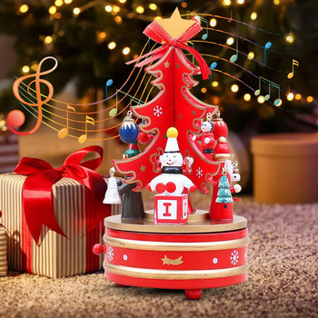Χριστουγεννιάτικο δώρο για φίλο αγόρι Χριστουγεννιάτικα στολίδια Χριστουγεννιάτικο ξύλινο περιστρεφόμενο μουσικό κουτί Μουσική στην κόρη μου από τον μπαμπά εικόνα
