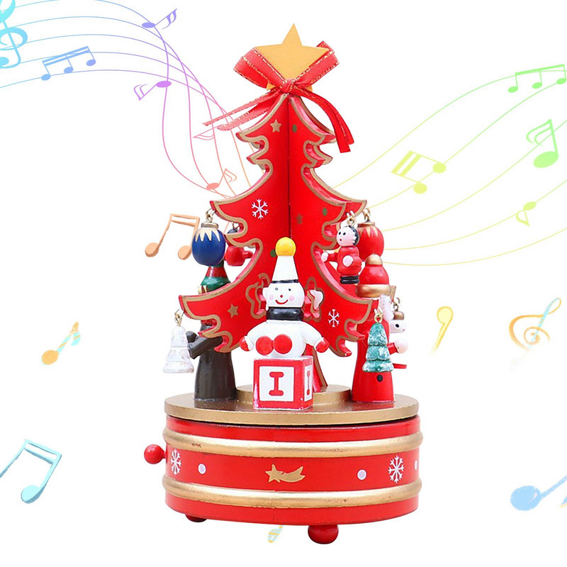 Χριστουγεννιάτικο δώρο για φίλο αγόρι Χριστουγεννιάτικα στολίδια Χριστουγεννιάτικο ξύλινο περιστρεφόμενο μουσικό κουτί Μουσική στην κόρη μου από τον μπαμπά εικόνα