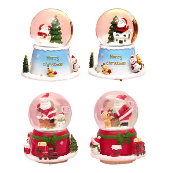 Романтичен снежен глобус Музикална кутия Прожекция LED светлина Снежинка за деца Коледа Новогодишни подаръци Десктоп декор