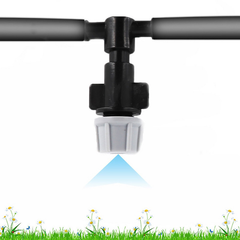 1 set sistem de irigare cu duză de ceață udare automată cu aburire portabilă 5-25 m cap de pulverizare pentru furtun de grădină cu teu de 4/7 mm și conector