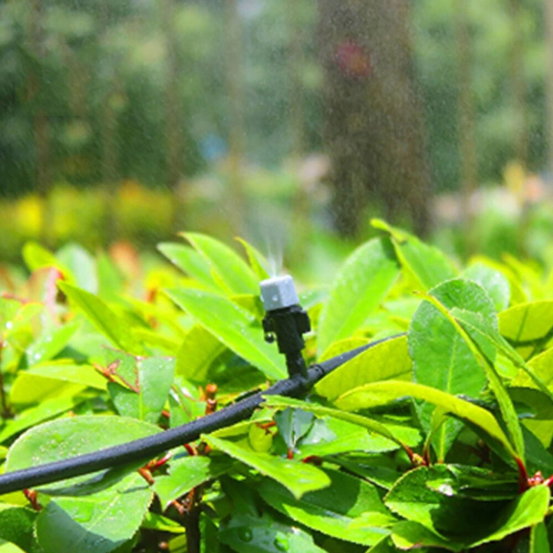 1 set sistem de irigare cu duză de ceață udare automată cu aburire portabilă 5-25 m cap de pulverizare pentru furtun de grădină cu teu de 4/7 mm și conector
