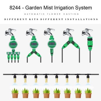 MUCIAKIE 50M-5M Градинска микрозамъгляваща система за напояване Охладителна система Автоматичен таймер Патио мъгла Месингова дюза Регулируеми комплекти за пръскане