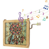Cutie muzicală cu manivelă din lemn, cutie muzicală sentimentală mică, prins de vise, frunze de arțar, ornament personalizat de masă mic