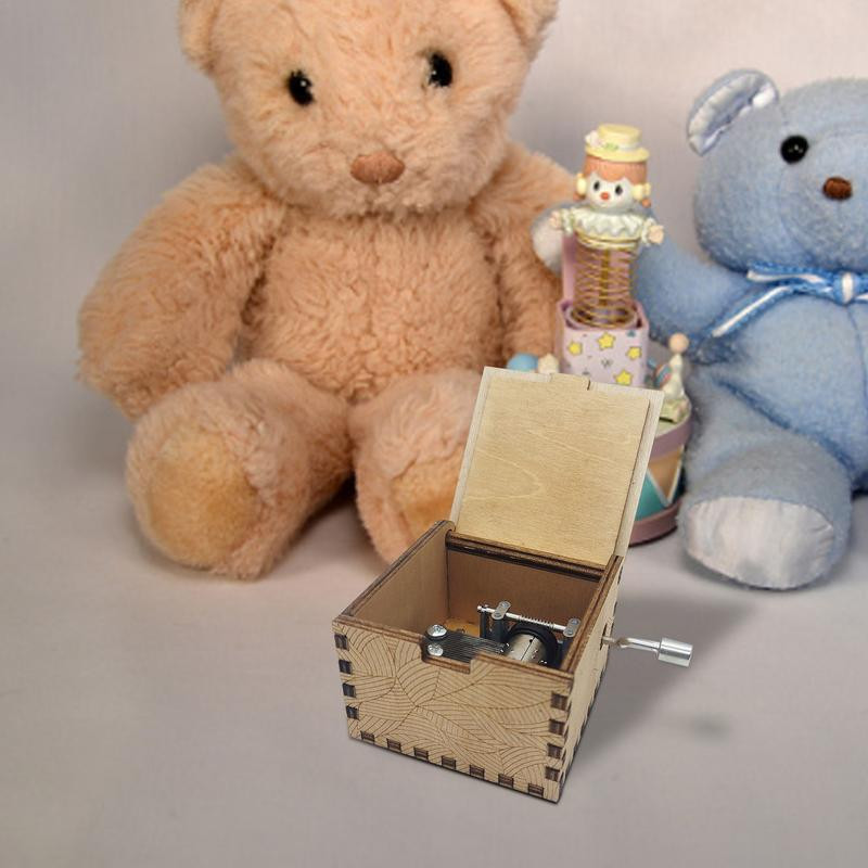 Cutie muzicală cu manivelă din lemn, cutie muzicală sentimentală mică, prins de vise, frunze de arțar, ornament personalizat de masă mic