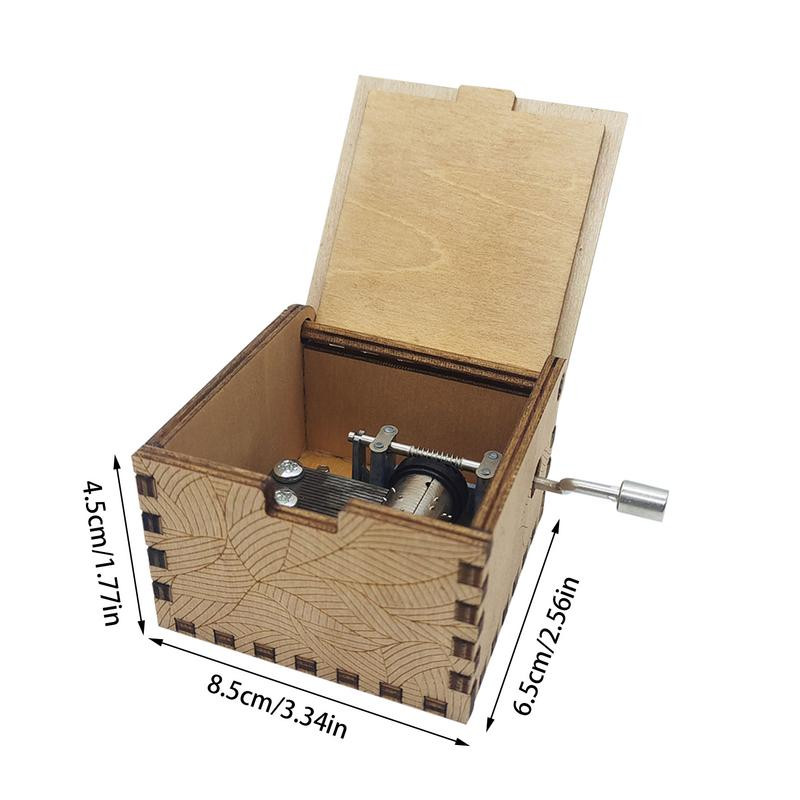 Cutie muzicală cu manivelă din lemn, cutie muzicală sentimentală mică, prins de vise, frunze de arțar, ornament personalizat de masă mic