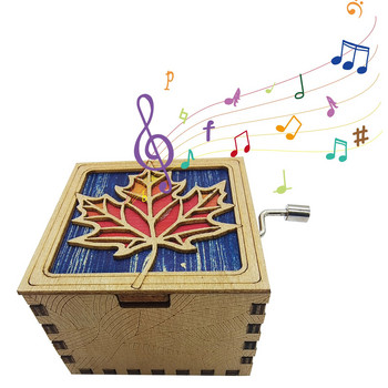 Мини музикална кутия Дървена кленова листа Ловец на сънища Музикална камбанка Орнамент Винтидж Творчески подаръци Детски подарък Подарък за рожден ден