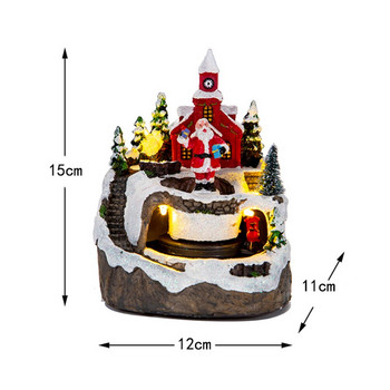 Δώρα 30ης επετείου για ζευγάρια Snow Village Resin Runner Figurine Christmas Santa Claus Train Village House