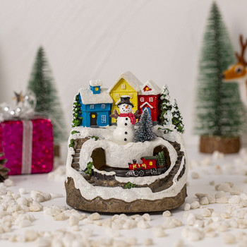 Δώρα 30ης επετείου για ζευγάρια Snow Village Resin Runner Figurine Christmas Santa Claus Train Village House