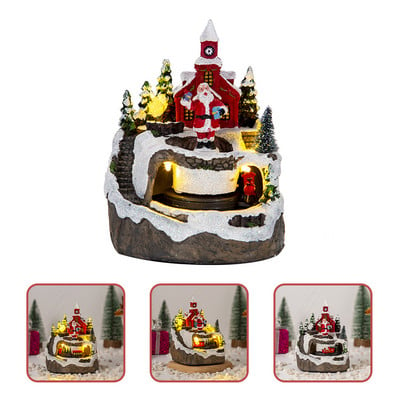 Δώρα 30ης επετείου για ζευγάρια Snow Village Resin Runner Figurine Christmas Santa Claus Train Village House