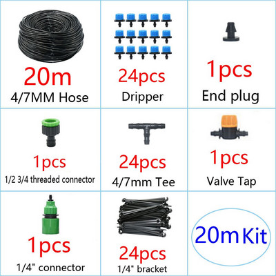 DIY csepegtető öntözőrendszer automatikus öntözési kerti öntöző mikro csepegtető öntözőkészletek 8 lyukú csepegtető öntözővel