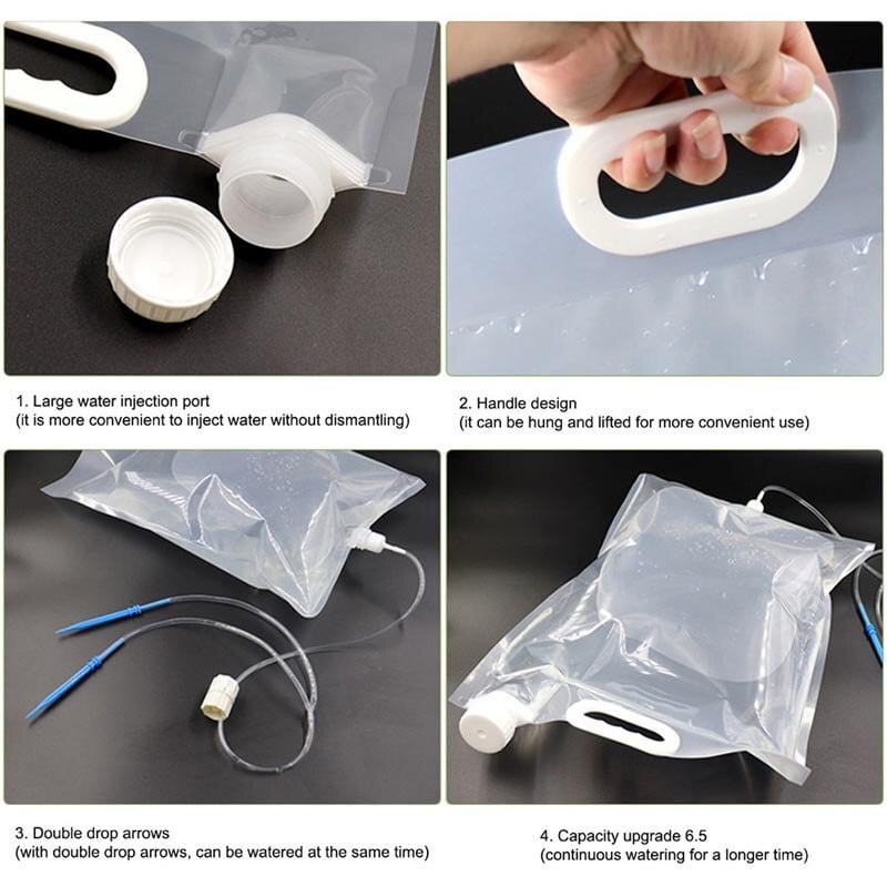 2–6,5 l augalų laistymo maišelis Automatinis laistymo maišelis Reguliuojamas sodo vazonas Lašinimo adatos įrenginys Sodo laistymo vandens maišelis