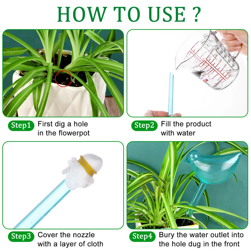 1 db Kerti Automatikus öntöző Műanyag Madáritató Készülék Öntözőnövény Virágcsepegtető Növények Cserepes madáritató berendezés