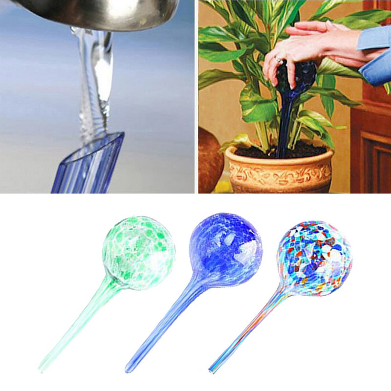 Sistem de irigare prin picurare cu becuri automate din sticlă pentru plante și flori