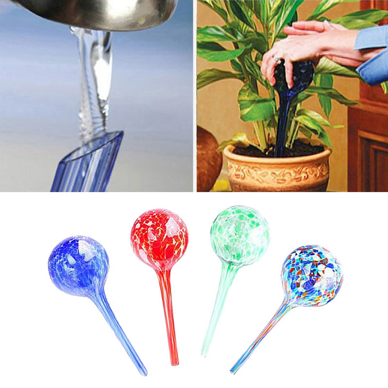 Sistem de irigare prin picurare cu becuri automate din sticlă pentru plante și flori