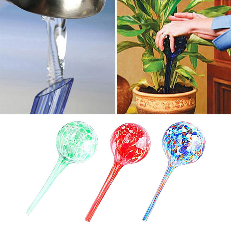 Sistem de irigare prin picurare cu becuri automate din sticlă pentru plante și flori