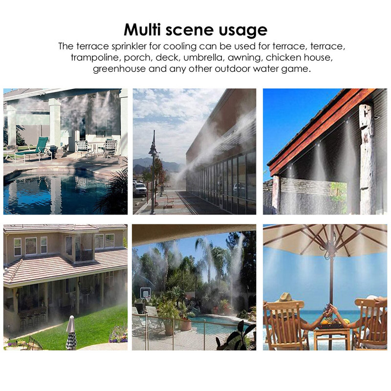 Misters for Outside Patio Lauko rasojimo sistema vėsinimui | Water Mister aušinimo sistema verandos sodo batuto skėčiui