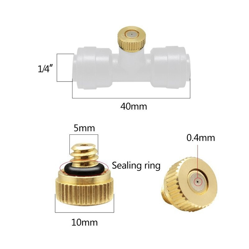 30 бр. Комплект дюзи за замъгляване Система за охлаждане Mister Дюзи Slip-Lock Tees Дюзи за мъгла за система за замъгляване на двора Градина
