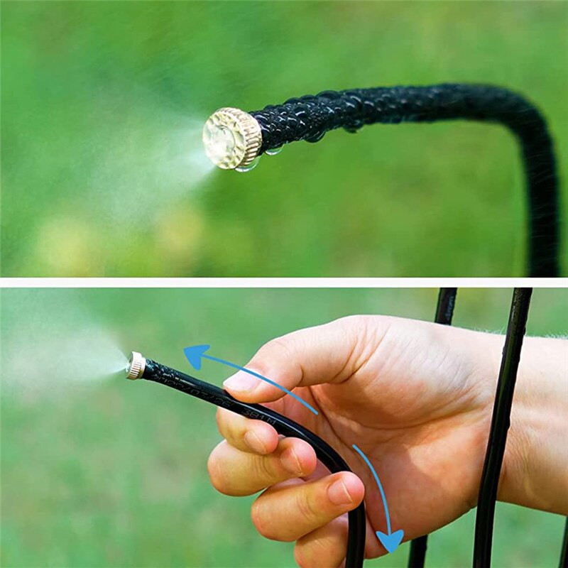 JAV / ES kištukinė stovi rūko aušinimo sistema 8MLine + 4 žalvariniai purkštukai, lankstūs antgaliai terasos baseino kepsniams vėsinti vaikams žaisti vandeniu