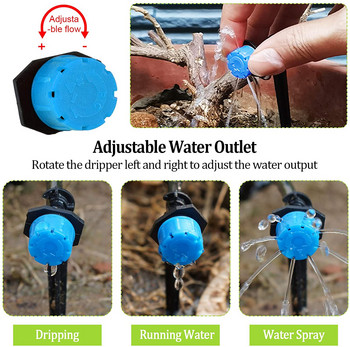 5-50 τμχ Ρυθμιζόμενοι ψεκαστήρες ποτίσματος σταλάκτες 1/4\'\' Emitter Dripper Micro Drip Irrigation Sprinklers για σύστημα ποτίσματος