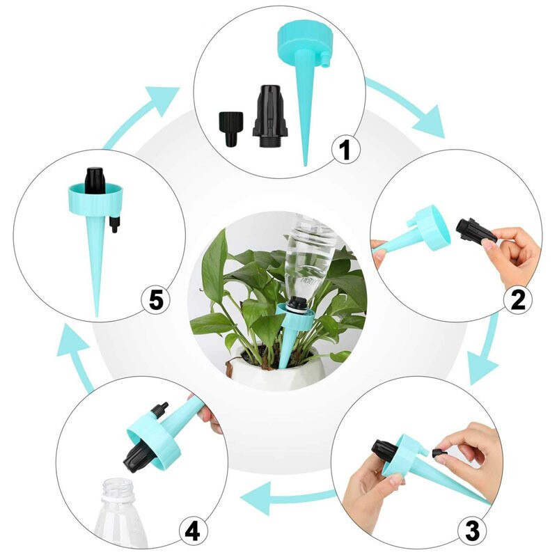 Augalų savaiminio laistymo spygliai Stakes Auto lašelinio laistymo sistema Augalų gėlių vazoninis laistymo įrankis Dripper Spike Kit Sodo reikmenys
