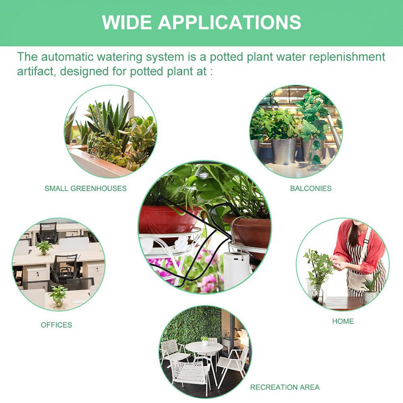 Išmanusis sodo automatinis laistymo įrenginys Laistymo laikmatis Augalų vandens sistemos drėkinimo įrankis, skirtas namų biuro vazoniniams augalams