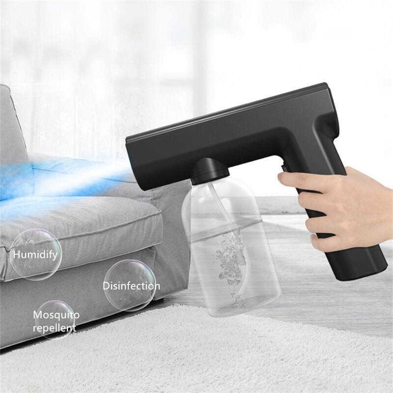 Sterilizator portabil nano electric de 300 ml, pulverizatoare, atomizare, dezinfecție, mașină de ceață, pistol de pulverizare cu lumină albastră reîncărcabilă prin USB
