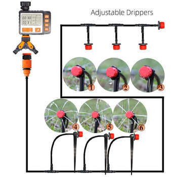 5-50M Νέο αυτόματο σύστημα άρδευσης κήπου Ελεγκτής χρονοδιακόπτης νερού LCD κιτ ποτίσματος Ρυθμιζόμενος σταγονόμετρο ακροφύσιο Micro Drip