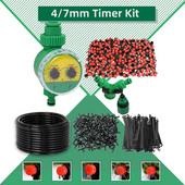 Sistem de udare cu temporizator automat de grădină de 50 m, kit de irigare prin picurare cu furtun de 4/7 mm, set de aspersoare reglabile pentru seră