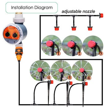 0-50M Garden Ball Valve Timer Αυτόματο σύστημα ποτίσματος και εξαρτήματα Κιτ σταγόνων εξωτερικού χώρου Ρυθμιζόμενοι ψεκαστήρες ακροφυσίων