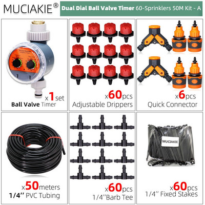 0-50M Vrtni kuglasti ventil Tajmer Automatski sustav za navodnjavanje Navodnjavanje i oprema Kompleti za kapanje na otvorenom Podesiva mlaznica za prskalice