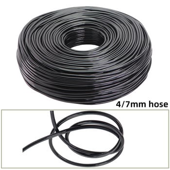 Σωλήνας PVC 10-100m 4/7mm Σωλήνας άρδευσης κήπου 1/4\'\' Φυτό θερμοκηπίου Flower Sprinkler Micro Dripper Pipe with Tap Connector