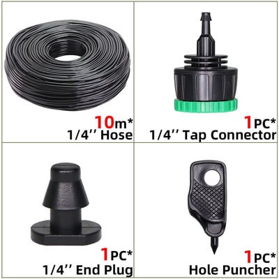 10-100m 4/7mm PVC tömlő 1/4'' kerti öntözőcső üvegházi növény virágos öntöző mikro csepegtető cső csapcsatlakozóval