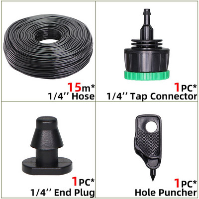 10-100m 4/7mm PVC tömlő 1/4'' kerti öntözőcső üvegházi növény virágos öntöző mikro csepegtető cső csapcsatlakozóval
