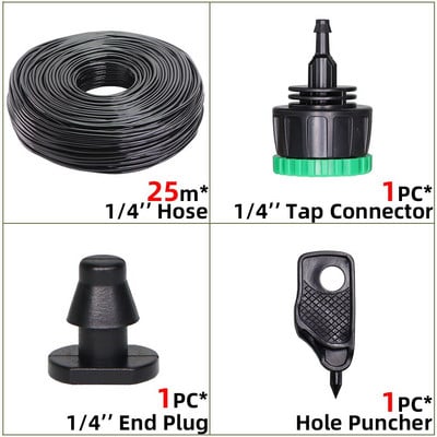 10-100m 4/7mm PVC tömlő 1/4'' kerti öntözőcső üvegházi növény virágos öntöző mikro csepegtető cső csapcsatlakozóval