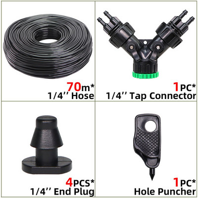 10-100m 4/7mm PVC tömlő 1/4'' kerti öntözőcső üvegházi növény virágos öntöző mikro csepegtető cső csapcsatlakozóval