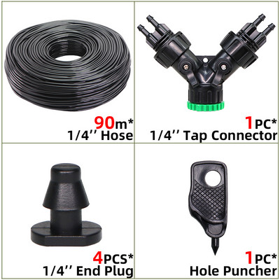 10-100m 4/7mm PVC tömlő 1/4'' kerti öntözőcső üvegházi növény virágos öntöző mikro csepegtető cső csapcsatlakozóval