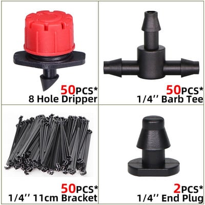 10-100m 4/7mm PVC tömlő 1/4'' kerti öntözőcső üvegházi növény virágos öntöző mikro csepegtető cső csapcsatlakozóval